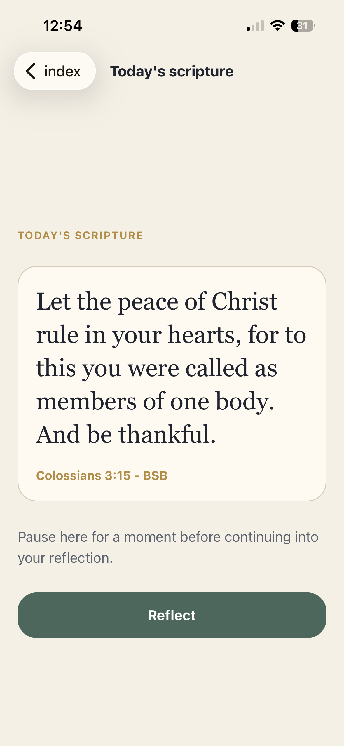 Today's scripture screen in Gratune
