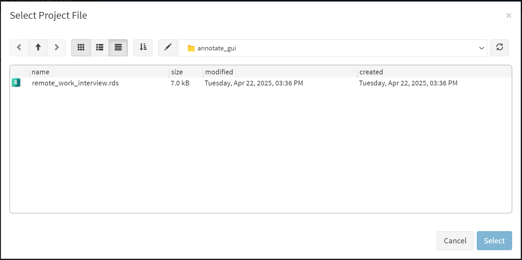 Load Project Dialog