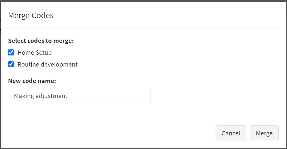 Merge Codes Dialog